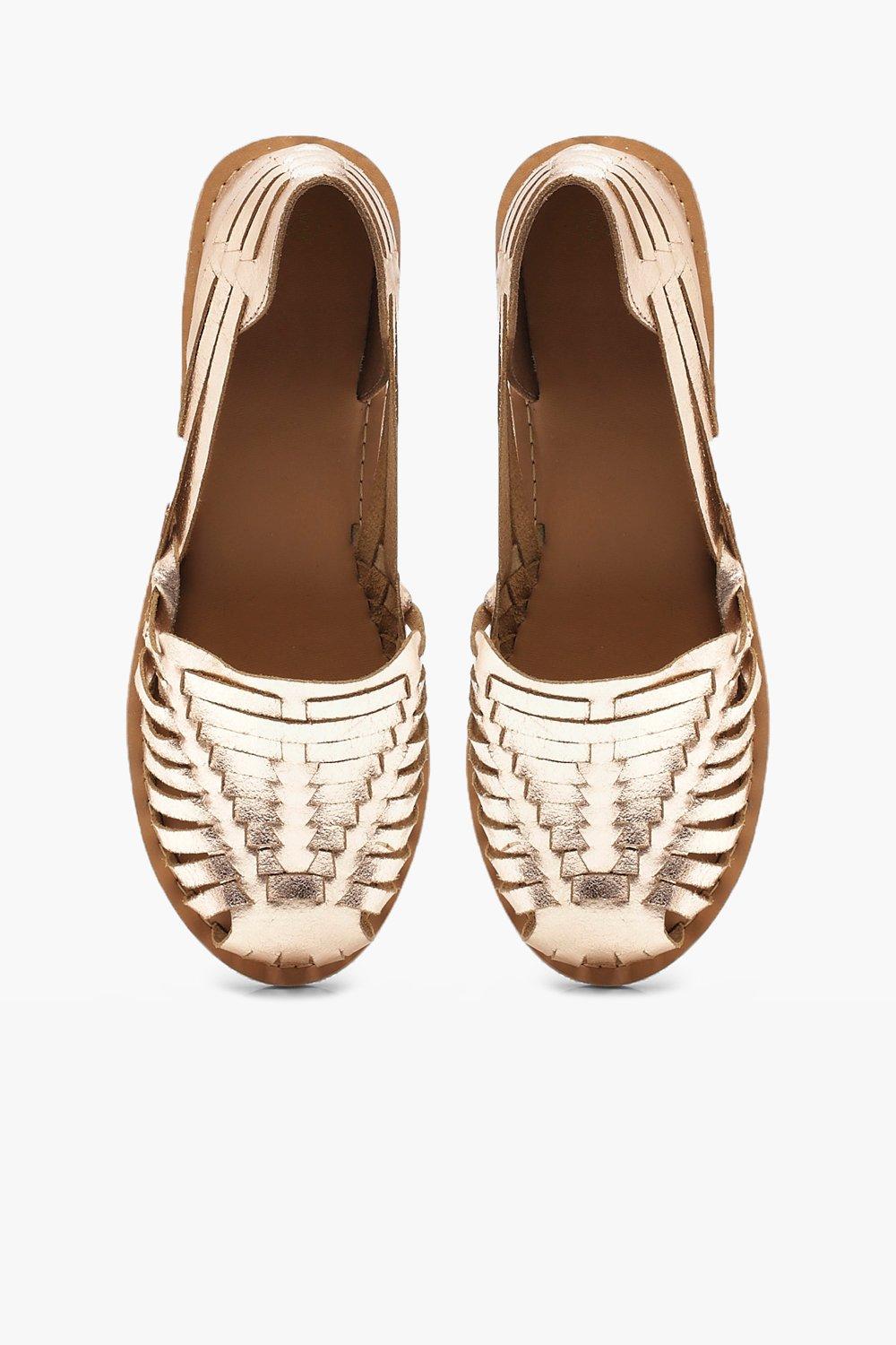 Metallic leather hot sale flats